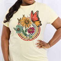 Simply Love Full Size Flower & Butterfly Graphic Cotton Tee