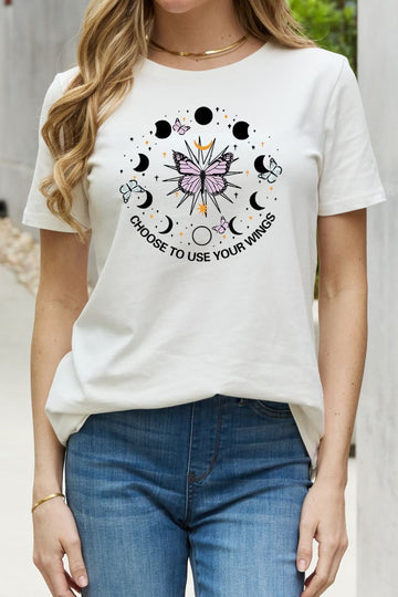 Simply Love Full Size CHOOSE TO USE YOUR WINGS Graphic Cotton Tee