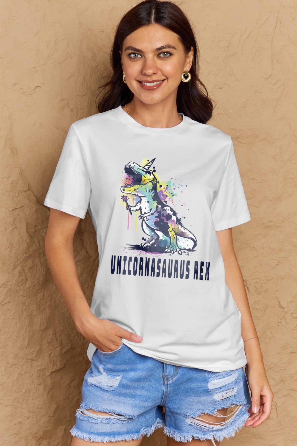 Simply Love Full Size Graphic UNICORNASAURUS REX Cotton Tee