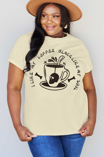 Simply Love Full Size I LIKE MY COFFEE BLACK LIKE MY SOUL Graphic Cotton Tee