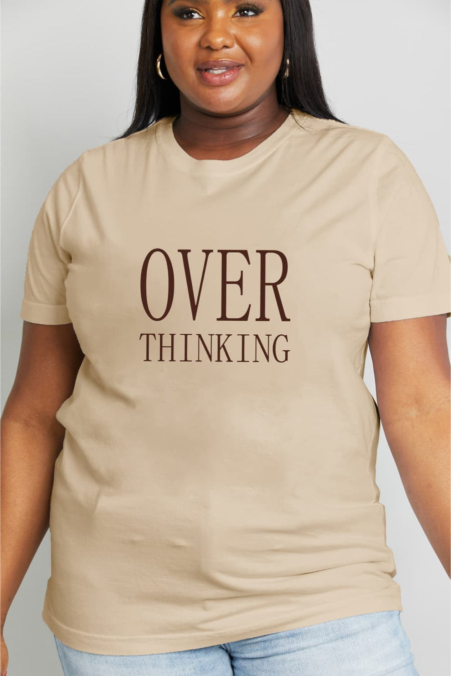 Simply Love Full Size OVER THINKING Graphic Cotton Tee