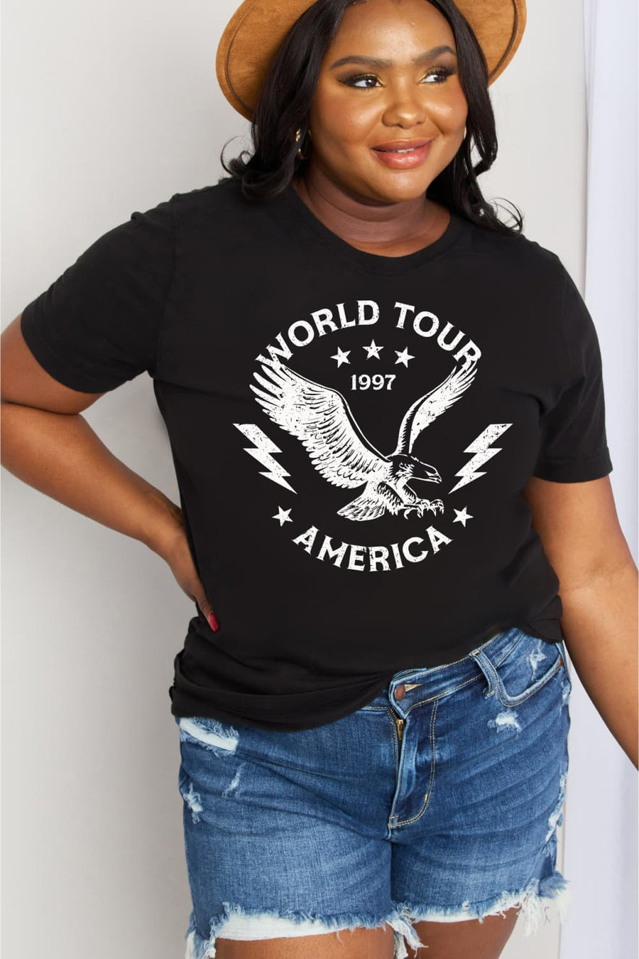 Simply Love Full Size WORLD TOUR 1997 AMERICA Graphic Cotton Tee