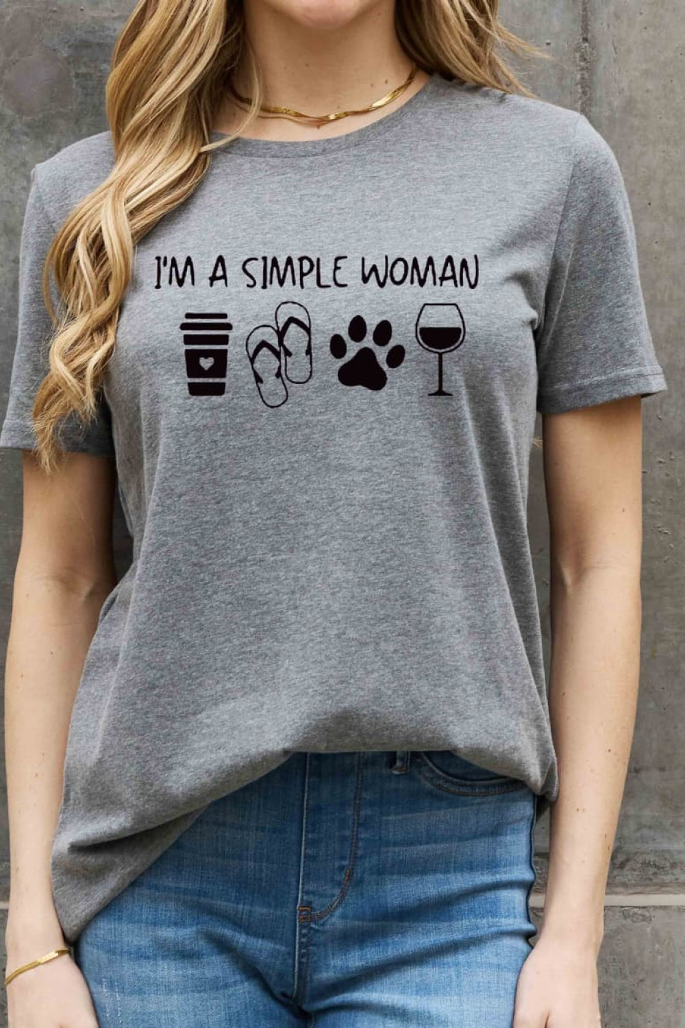 Simply Love Full Size I'M A  SIMPLE WOMAN Graphic Cotton Tee