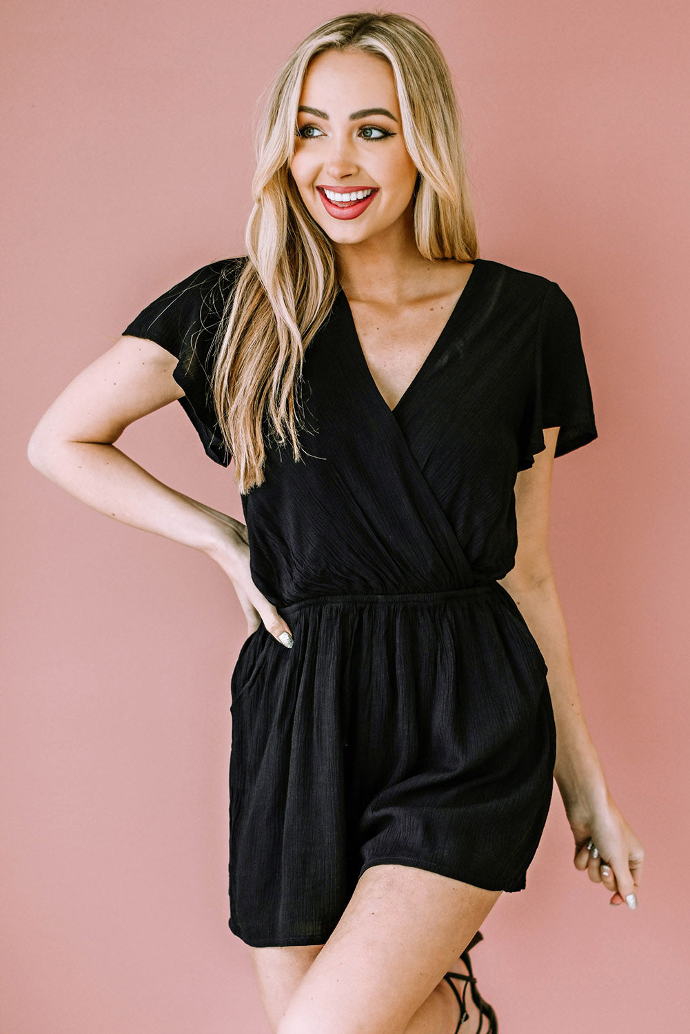 Flutter Sleeve Surplice Romper