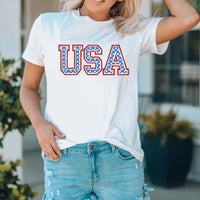 USA Graphic Embroidered Round Neck T-Shirt