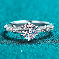 925 Sterling Silver Inlaid Moissanite 6-Prong Ring