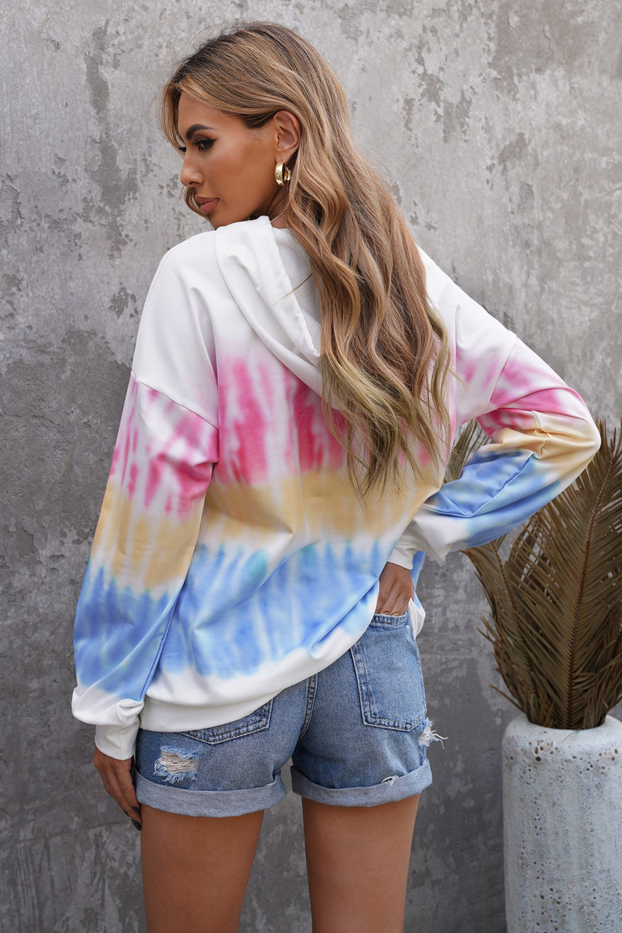 Tie-Dye Drawstring Pullover Hoodie