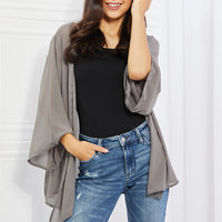 Melody Just Breathe Full Size Chiffon Kimono in Grey