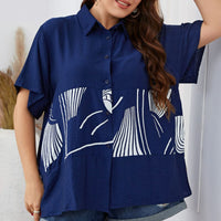 Plus Size Printed Flutter Sleeve Shirt