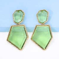 Geometrical Shape Zinc Alloy Frame Resin Dangle Earrings