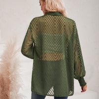 Lantern Sleeve Open Front Sheer Cardigan