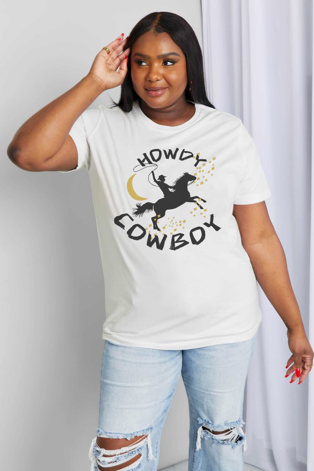 Simply Love Full Size HOWDY COWBOY Graphic Cotton Tee