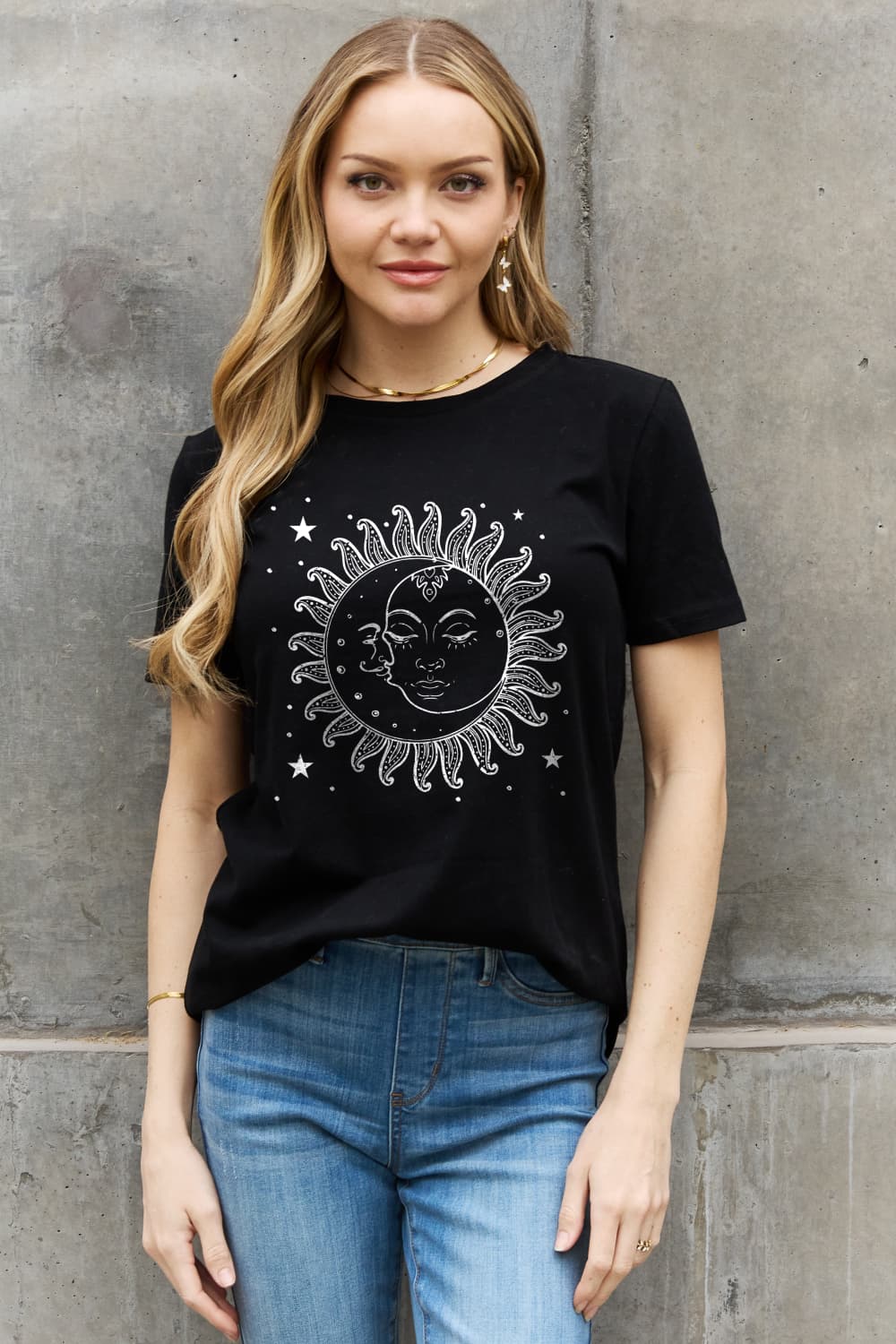 Simply Love Sun and Star Graphic Cotton Tee