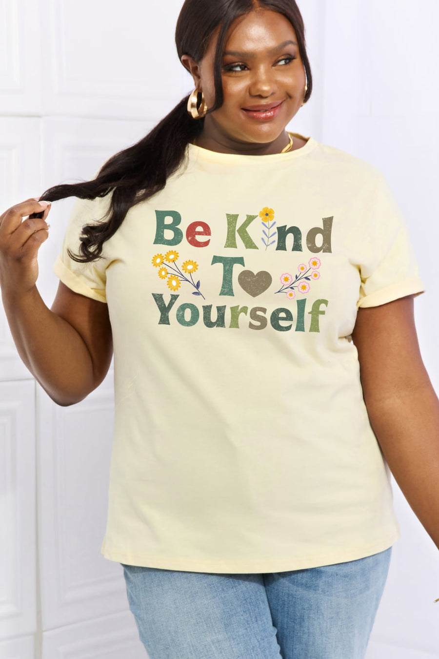 Simply Love Full Size BE KIND TO YOURSELF Graphic Cotton Tee