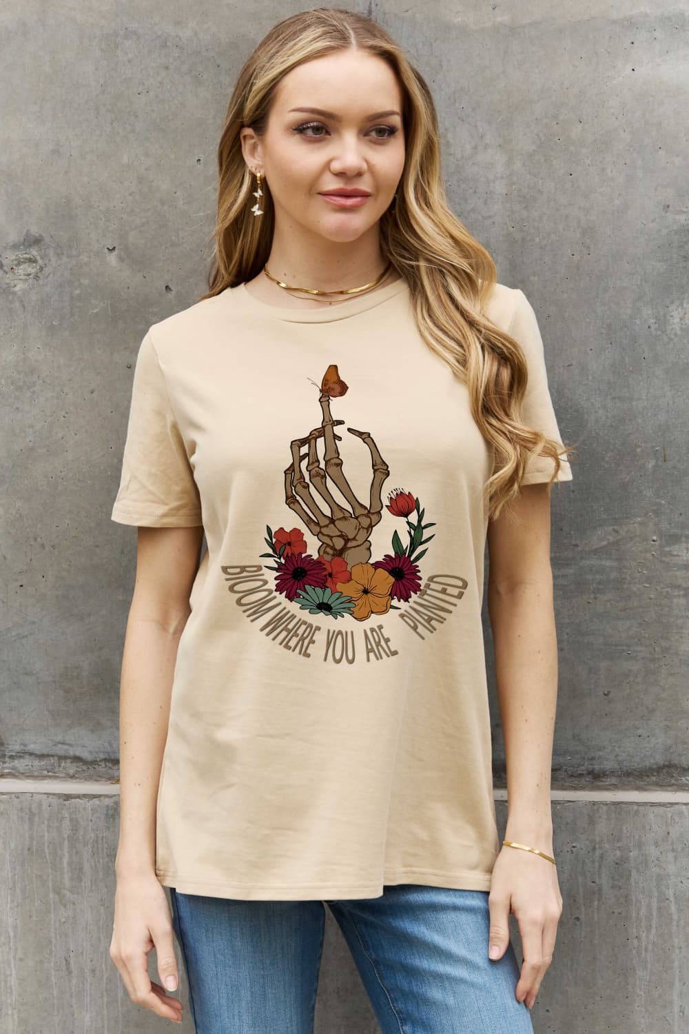 Simply Love Full Size BLOOM WHERE YOU ARE PLANTED Graphic Cotton Tee