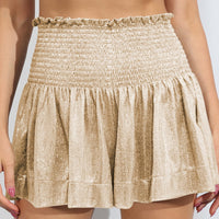 Glitter Smocked High-Waist Shorts