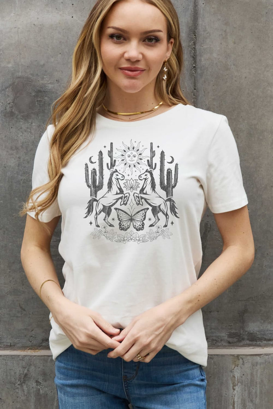 Simply Love Full Size Cactus & Horse Graphic Cotton Tee