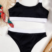 Color Block Scoop Neck Bikini Set