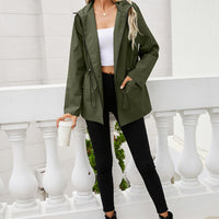 Drawstring Elastic Waist Hoodie Jacket