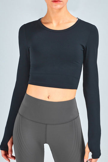 Breathable Cropped Long Sleeve Sports Top