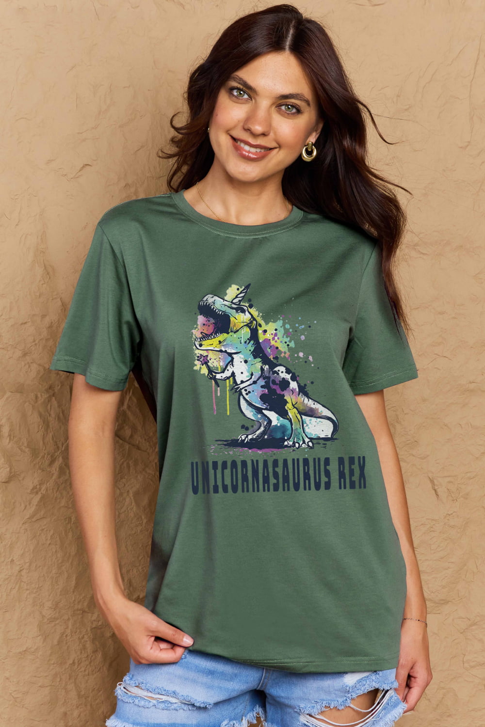 Simply Love Full Size Graphic UNICORNASAURUS REX Cotton Tee