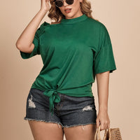 Plus Size Tied Cold-Shoulder Tee Shirt