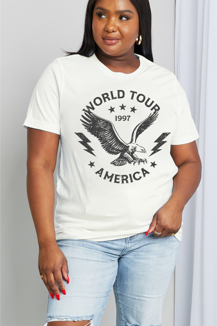 Simply Love Full Size WORLD TOUR 1997 AMERICA Graphic Cotton Tee