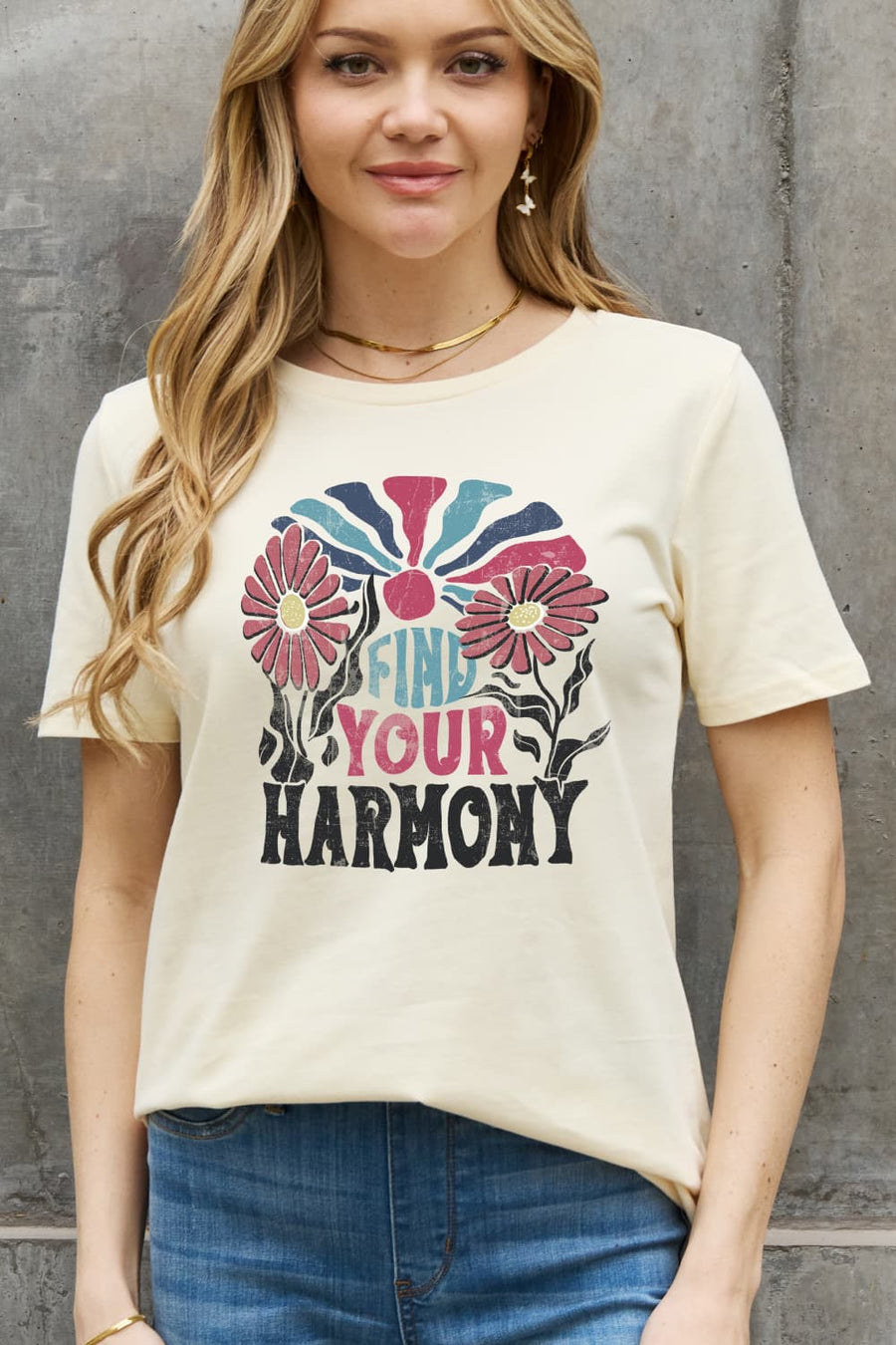 Simply Love Full Size FIND YOUR HARMONY Graphic Cotton Tee