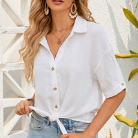 Tie Hem Half Sleeve Shirt