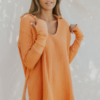 Waffle-Knit Slit Drop Shoulder Top