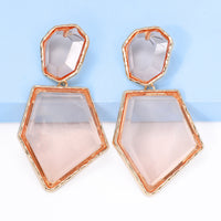 Geometrical Shape Zinc Alloy Frame Resin Dangle Earrings