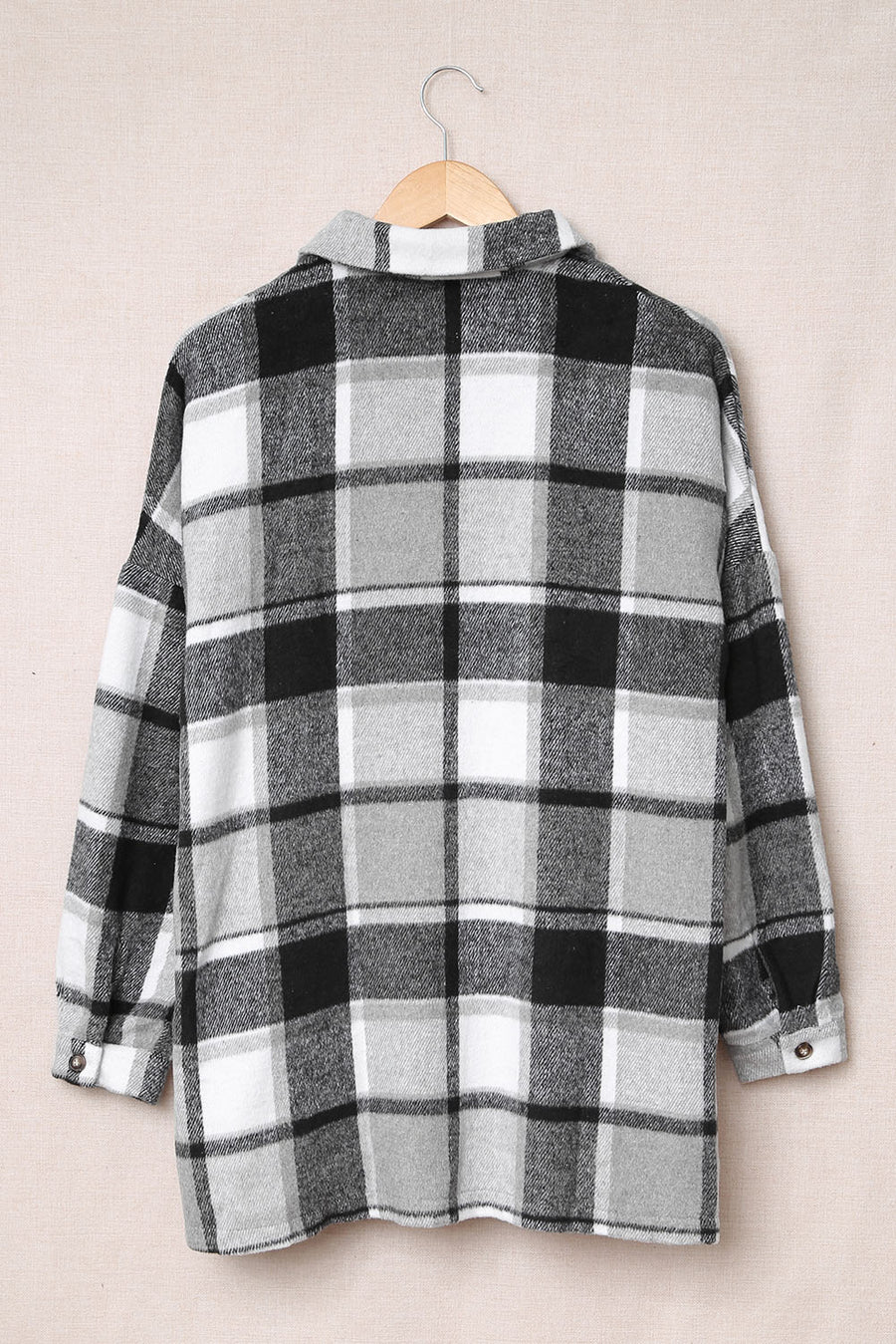 Plaid Dropped Shoulder Pocketed Shirt Jacket