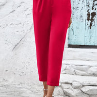 Straight Leg Cropped Pants with Pockets