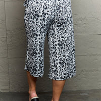 Ninexis Leopard High Waist Flowy Wide Leg Pants with Pockets