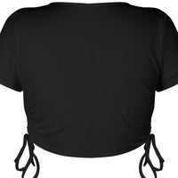 Round Neck Short Sleeve Drawstring Tee