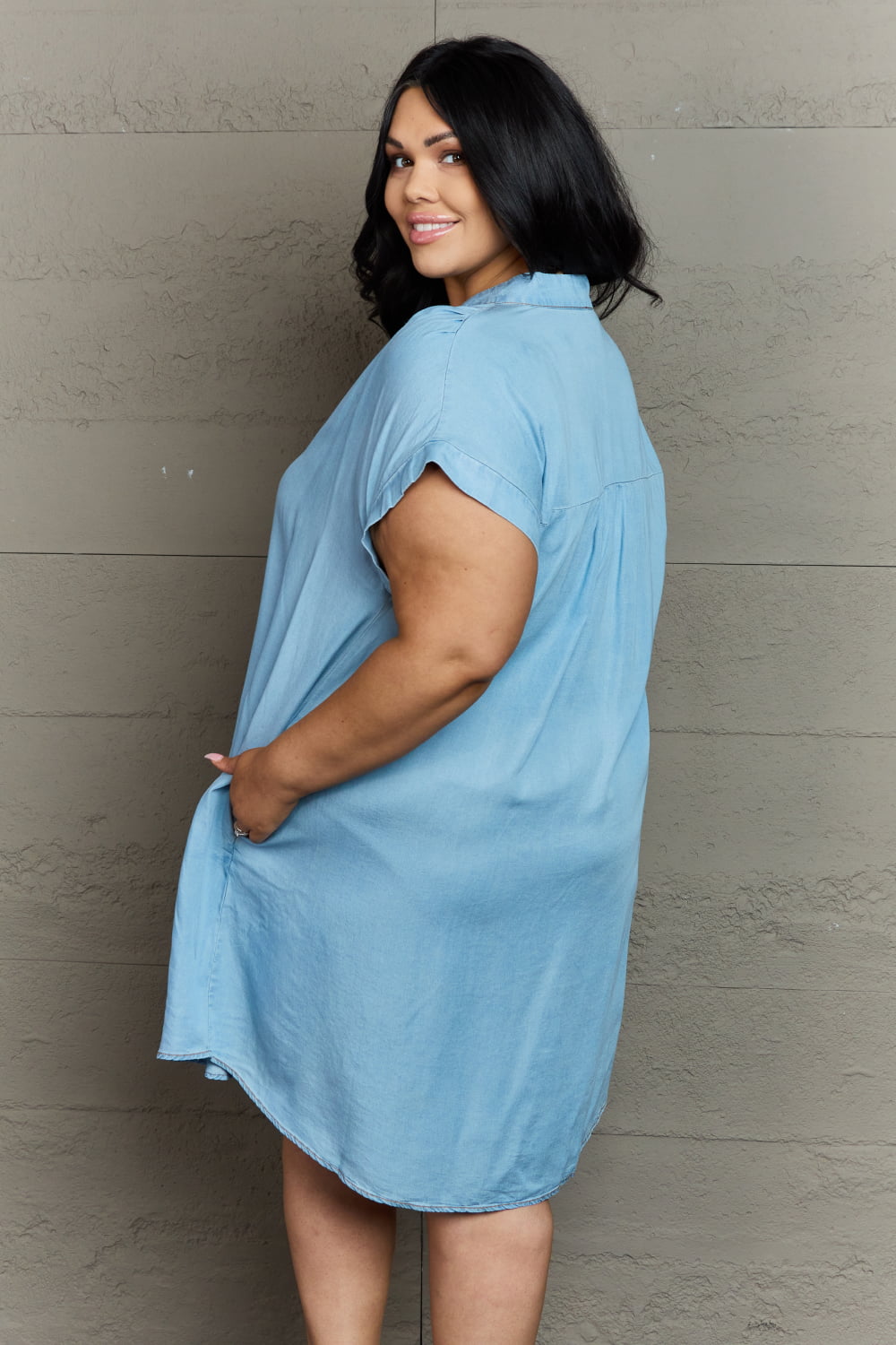 GeeGee Cozy Cuddles Full Size Denim Dress