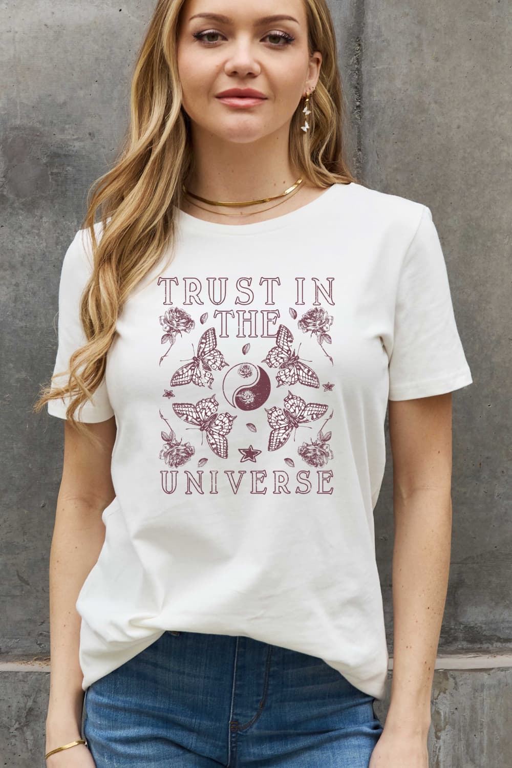 Simply Love Full Size TRUST IN THE UNIVERSE Graphic Cotton Tee