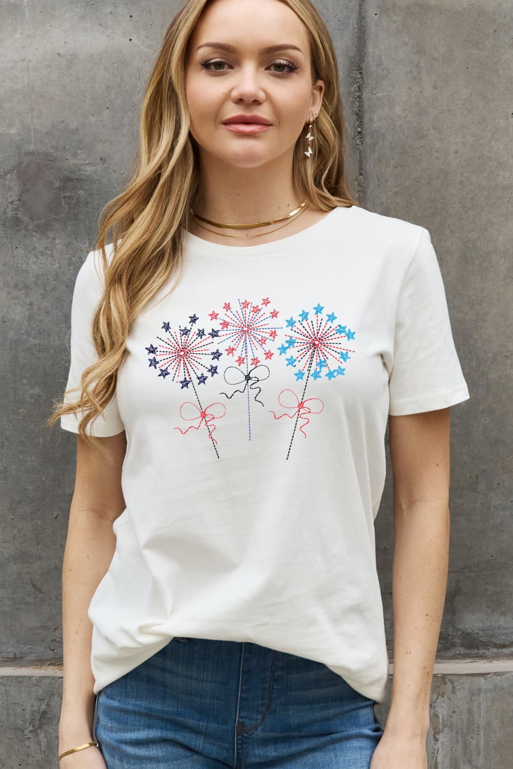 Simply Love Full Size Fireworks Graphic Cotton Tee