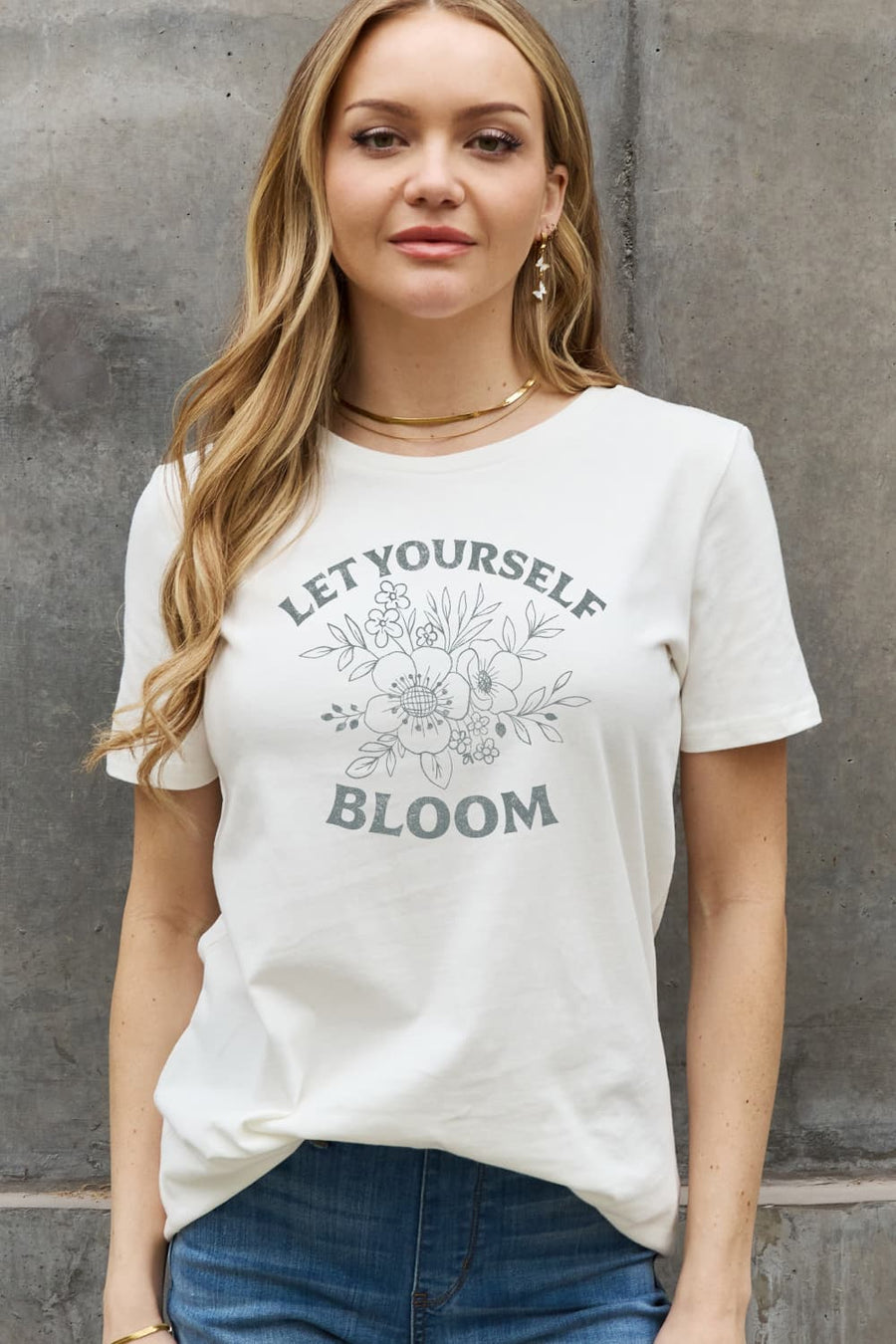 Simply Love Full Size LET YOURSELF BLOOM Graphic Cotton Tee