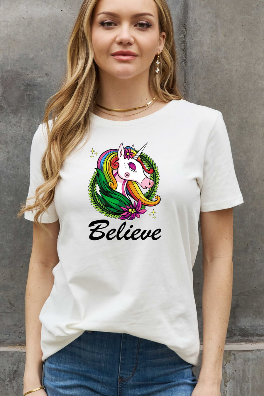 Simply Love Full Size BELIEVE Graphic Cotton Tee