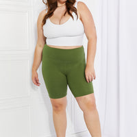 Zenana Fearless Full Size Brushed Biker Shorts in Olive