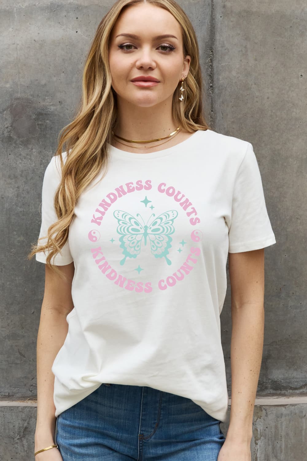 Simply Love Full Size KINDNESS COUNTS Butterfly Graphic Cotton Tee