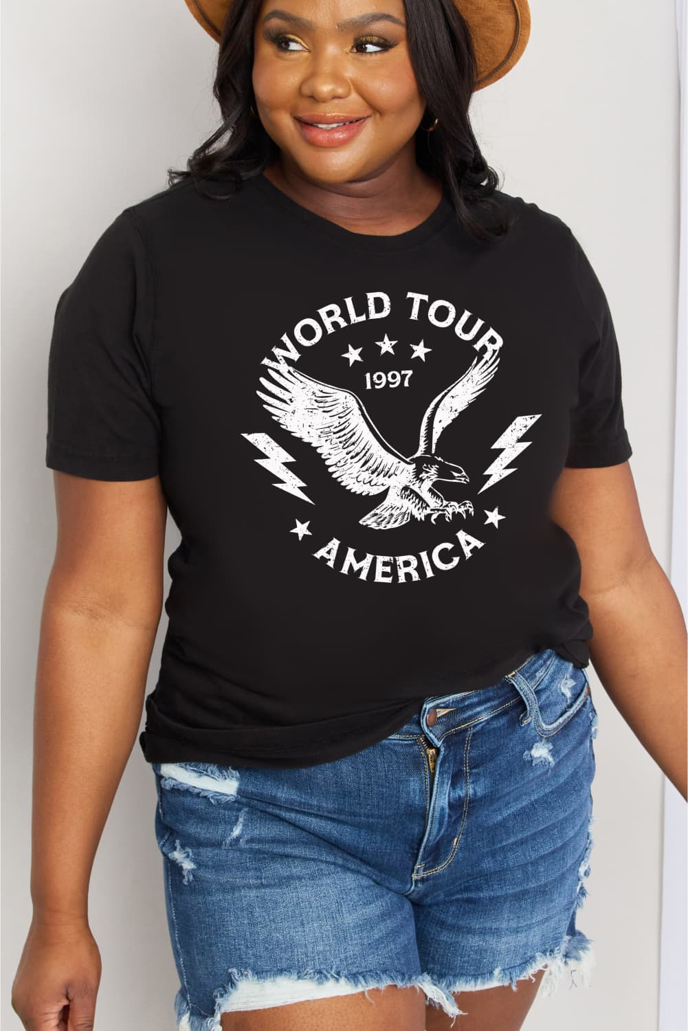 Simply Love Full Size WORLD TOUR 1997 AMERICA Graphic Cotton Tee