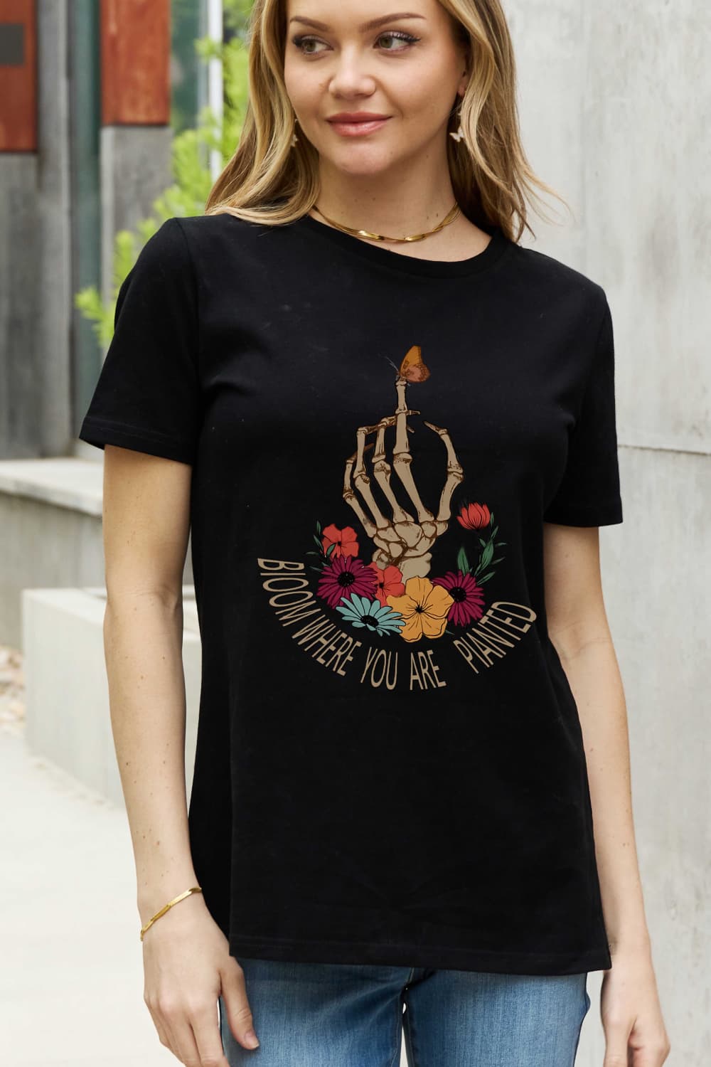 Simply Love Full Size BLOOM WHERE YOU ARE PLANTED Graphic Cotton Tee