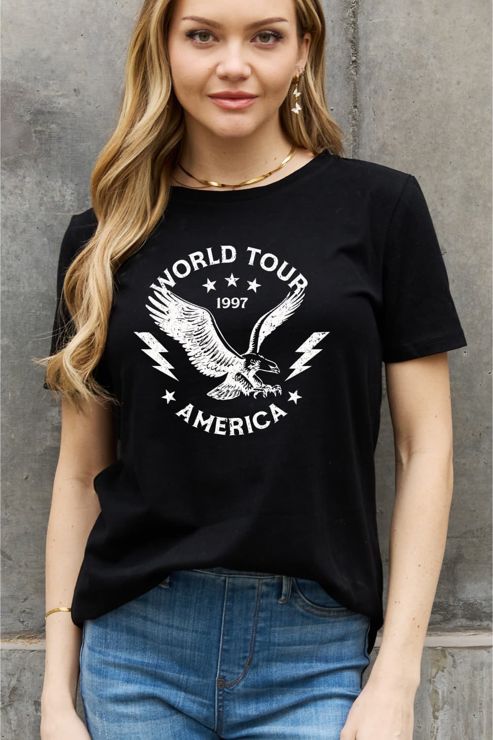 Simply Love Full Size WORLD TOUR 1997 AMERICA Graphic Cotton Tee