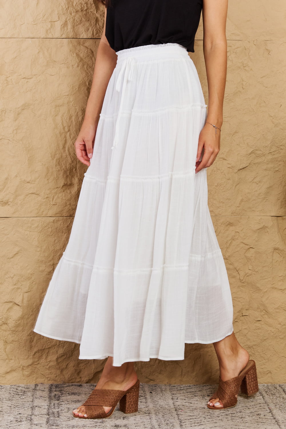 Sweet Lovely By Jen Places To Go Full Size Tiered Maxi Skirt