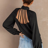 Tie Neck Strappy Back Shirt