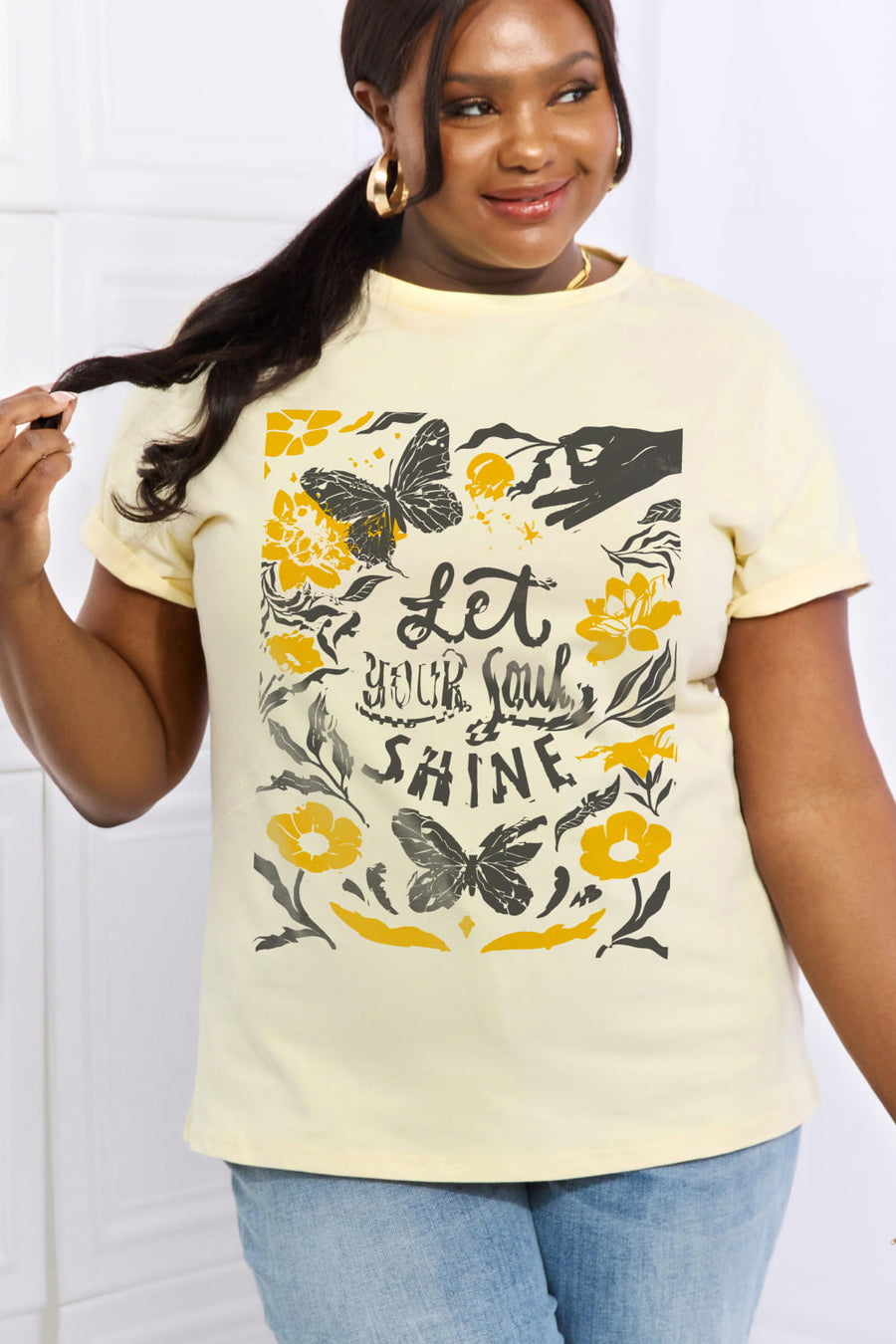 Simply Love Full Size LET YOUR SOUL SHINE Graphic Cotton Tee