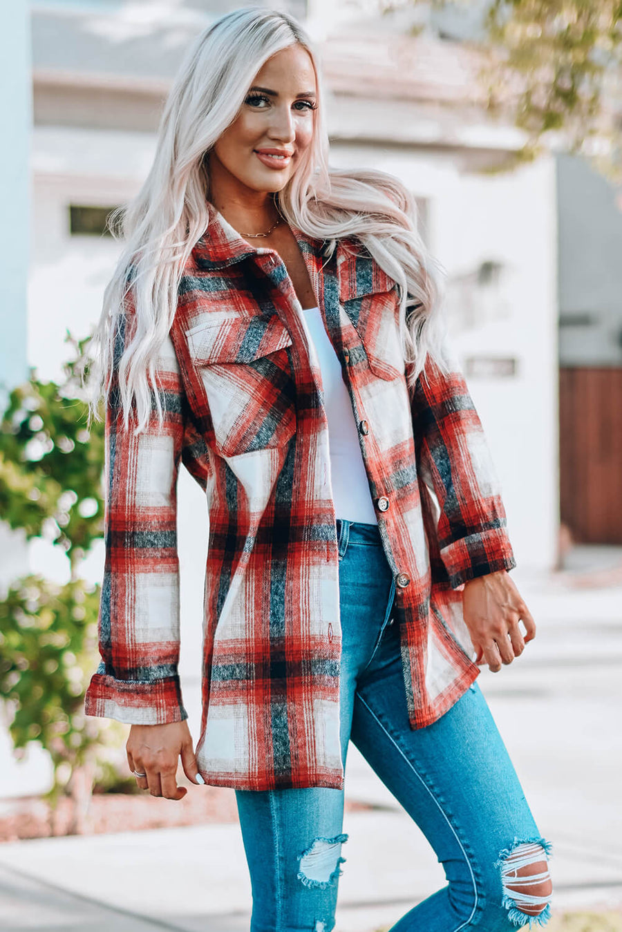 Plaid Button Up Shacket