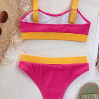 Color Block Scoop Neck Bikini Set